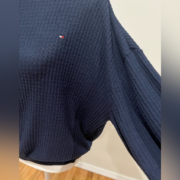 Tommy Hilfiger Women's Waffle Knit Top Blue Size Medium - Picture 3 of 8